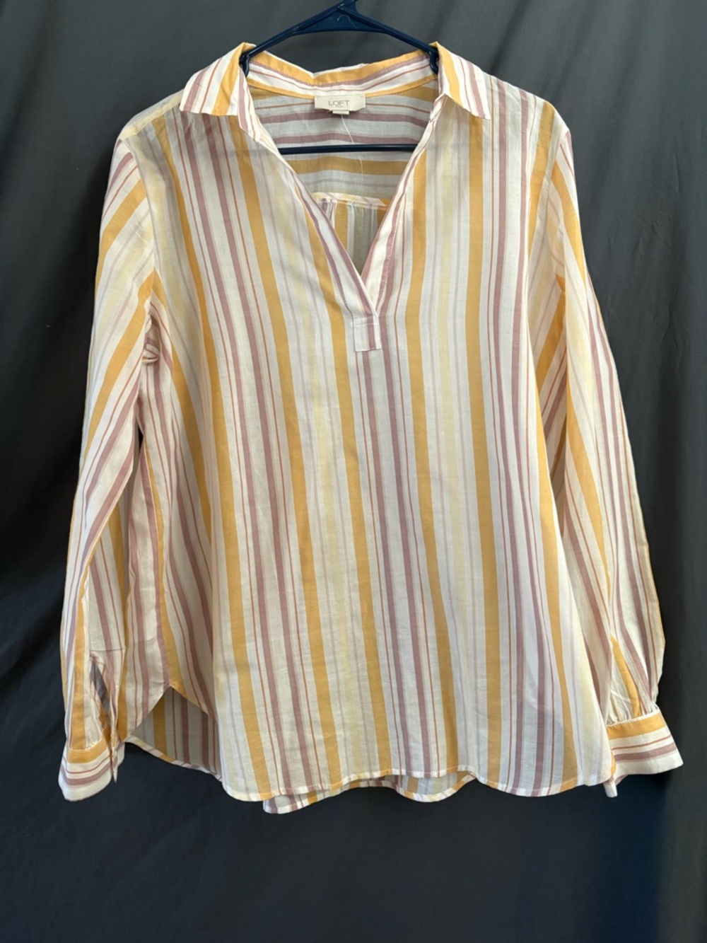 LOFT Striped V-Neck Tunic in Yellow and Pink